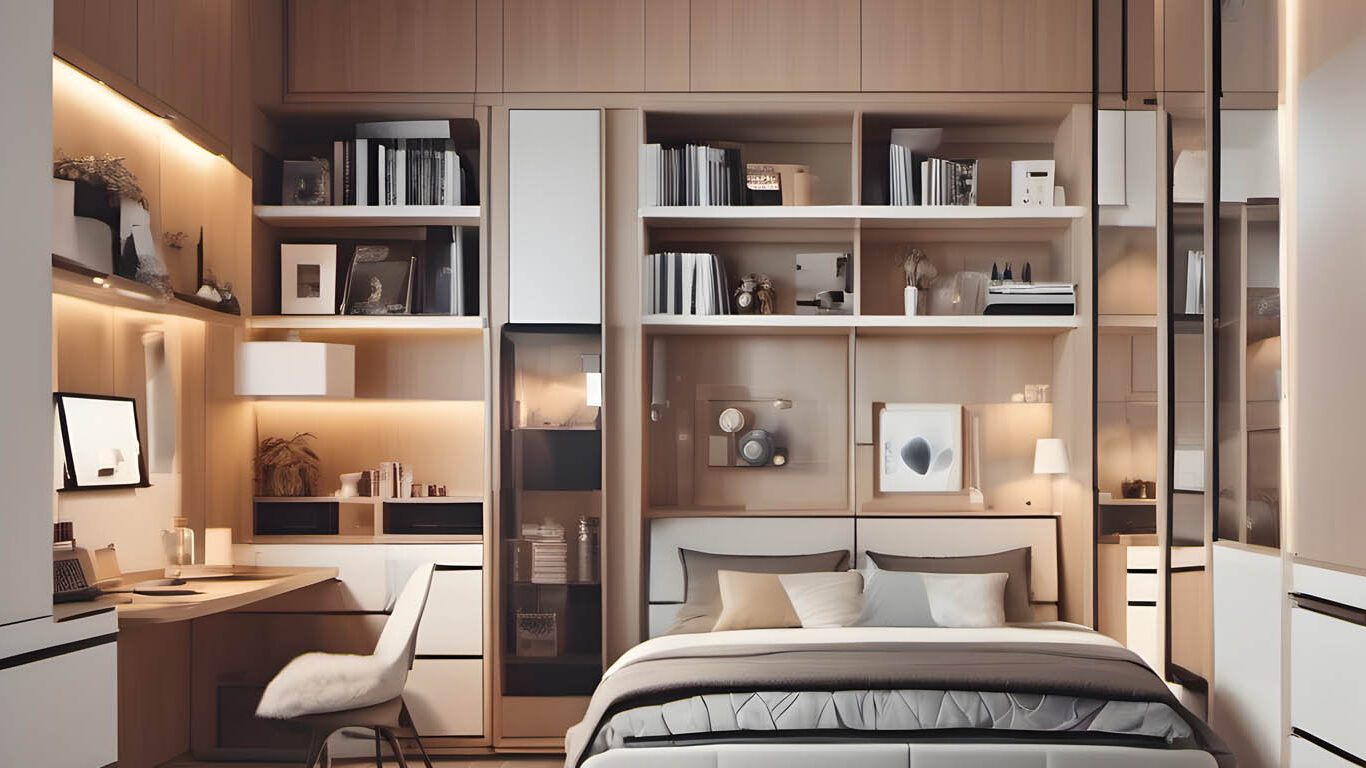 很多系統櫃的房間