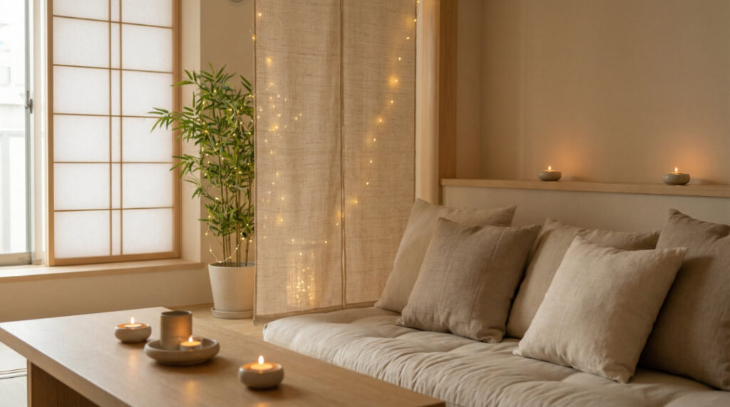 緊急提升居家氛圍技巧：利用香氛蠟燭、暖色串燈與屏風快速遮亂